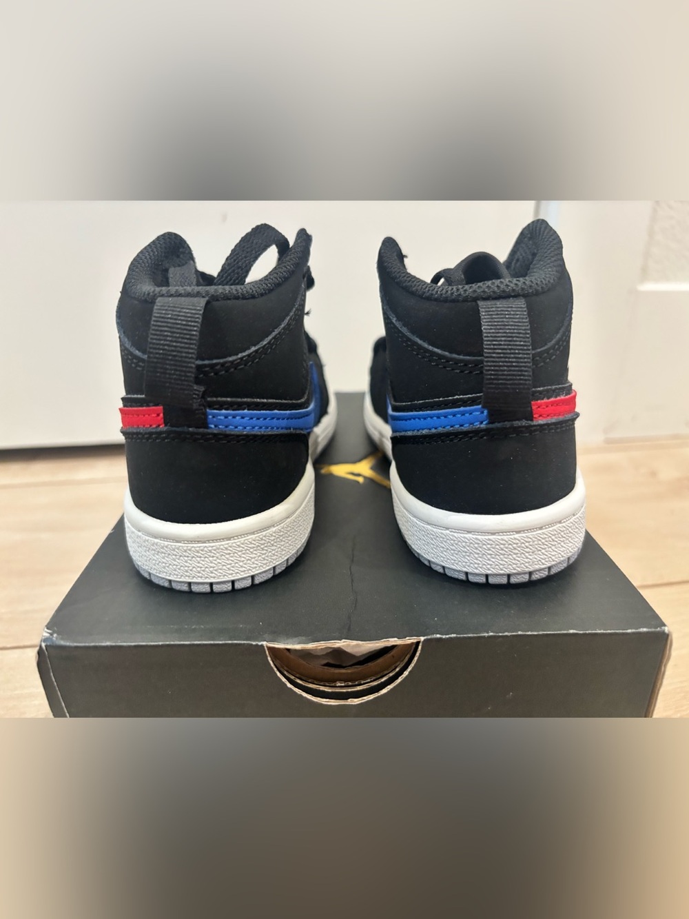 New in Box Toddler Jordan 1 Mid Multi Color Swoosh - Picture 5 of 10